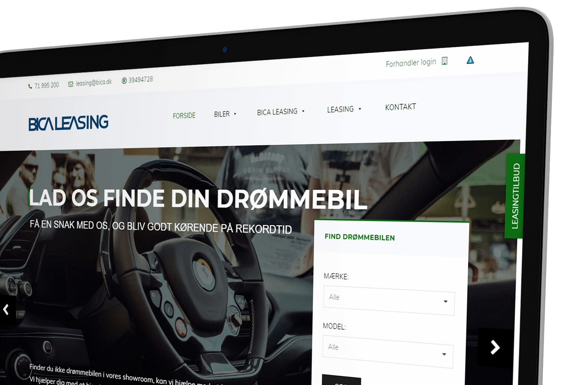 Bica Leasing A/S Website